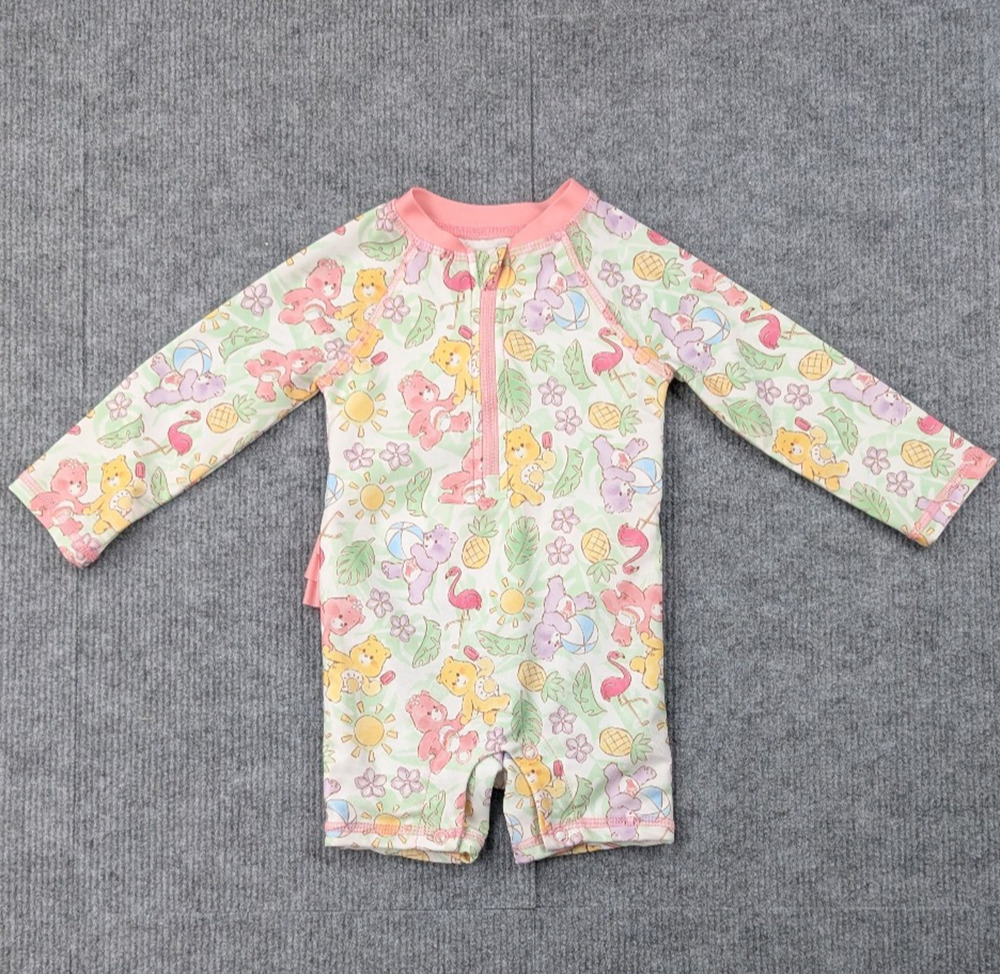 Care Bears Baby Rash Guard Girls 12M Long Sleeve Outdoors Ruffle Beach Swimming